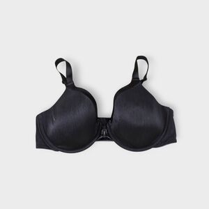 Vanity Fair Beauty Back Bra 38D Underwire Black Satin Padded Front Closure